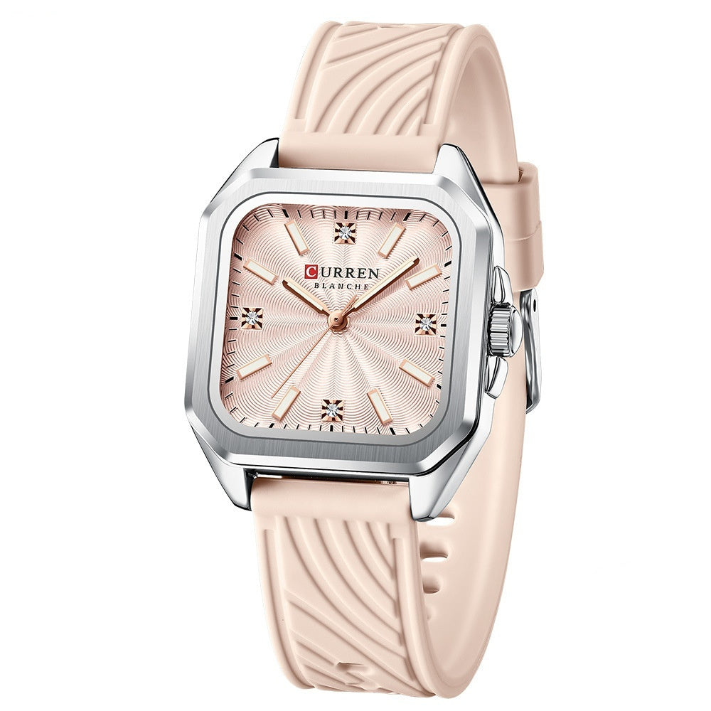 Womens Square Small Dial Waterproof Quartz Silicone Watch
