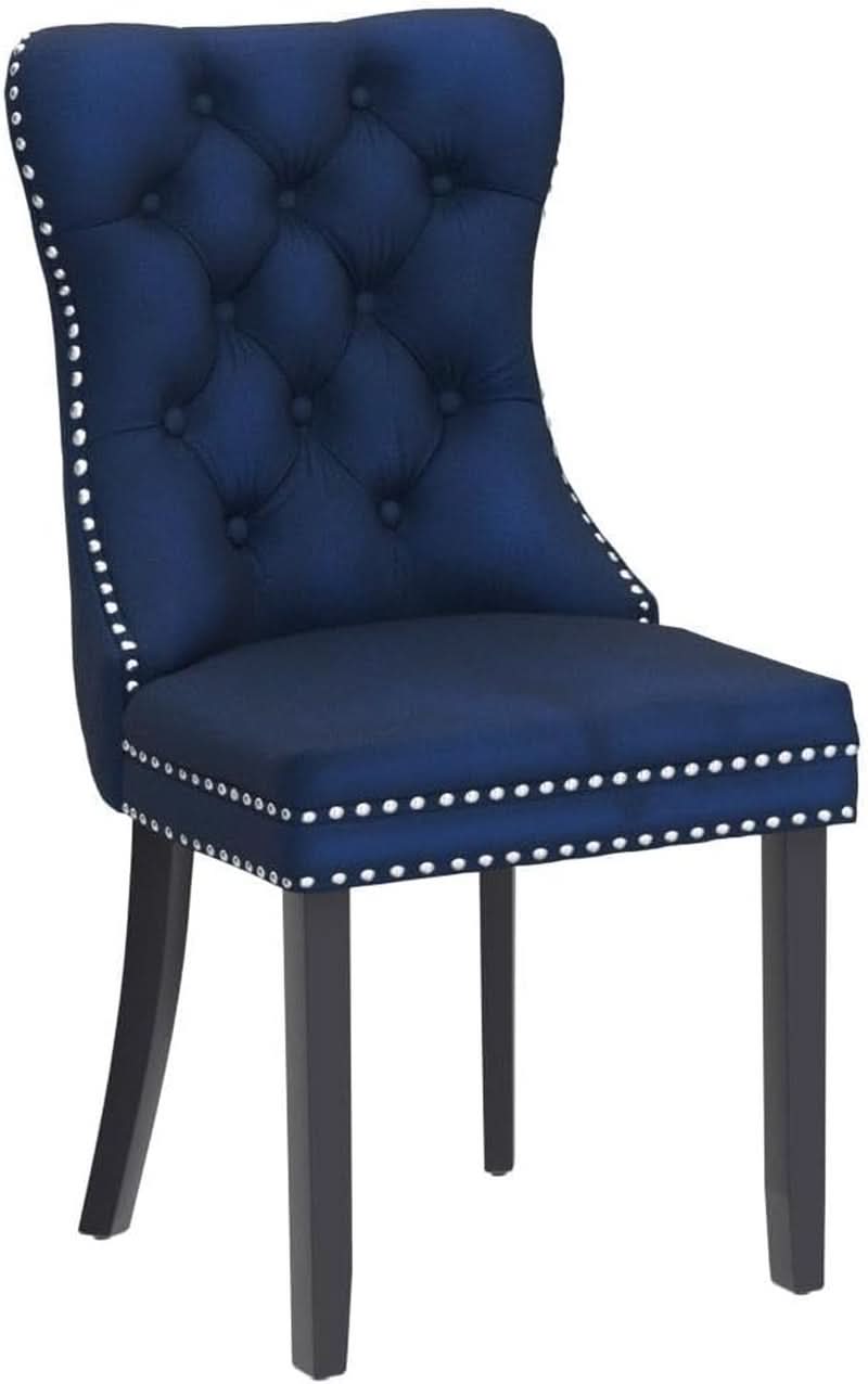 Navy Velvet Wingback Dining Chairs Set Of 4 Modern
