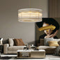 Water Ripple Crystal Glass Chandelier | 8/10-Light Modern Handmade Corrugated Glass Ceiling Light — Black or Gold, Round or Rectangular