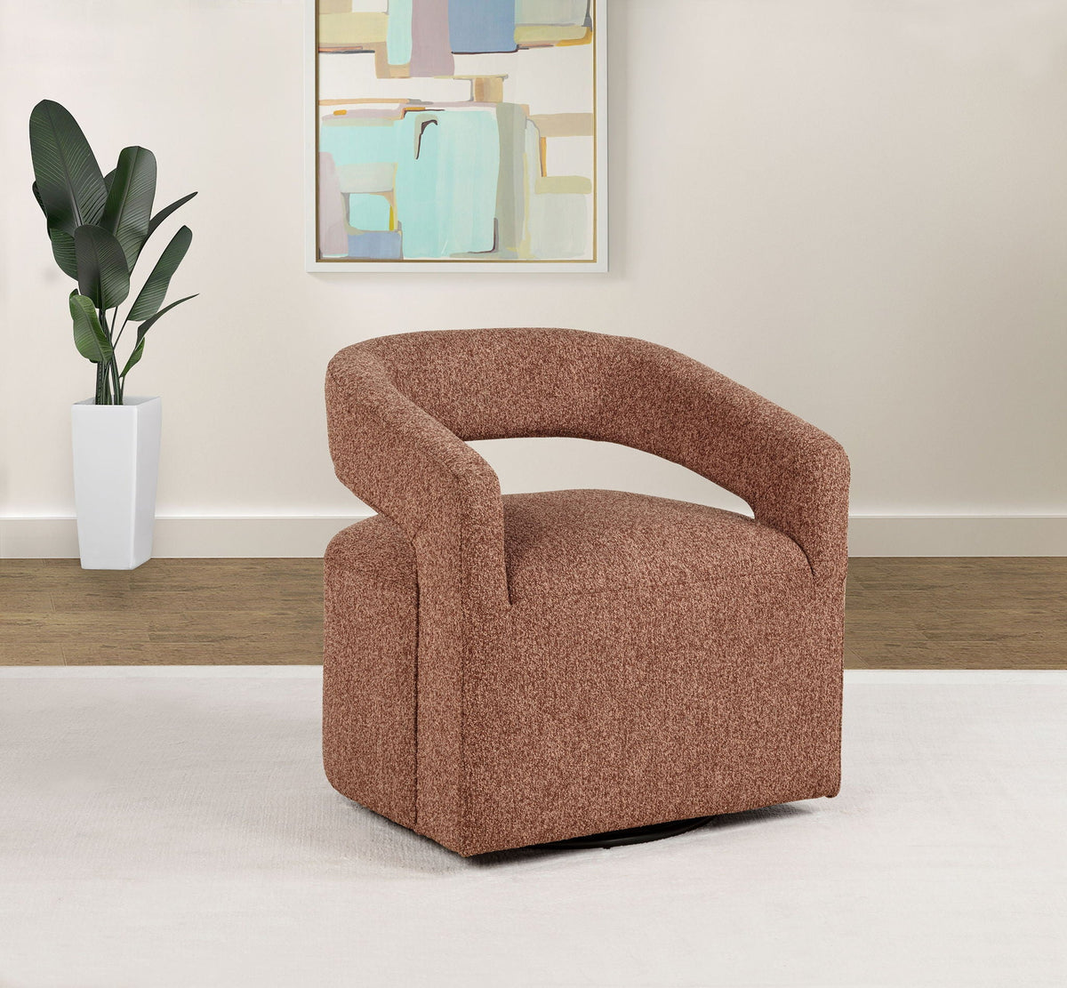 Westhill Boucle Upholstered Swivel Accent Chair Berry