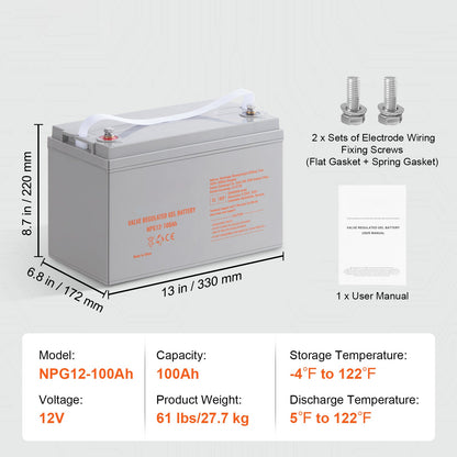Deep Cycle AGM Battery 12V 100AH 800A RV Solar Marine