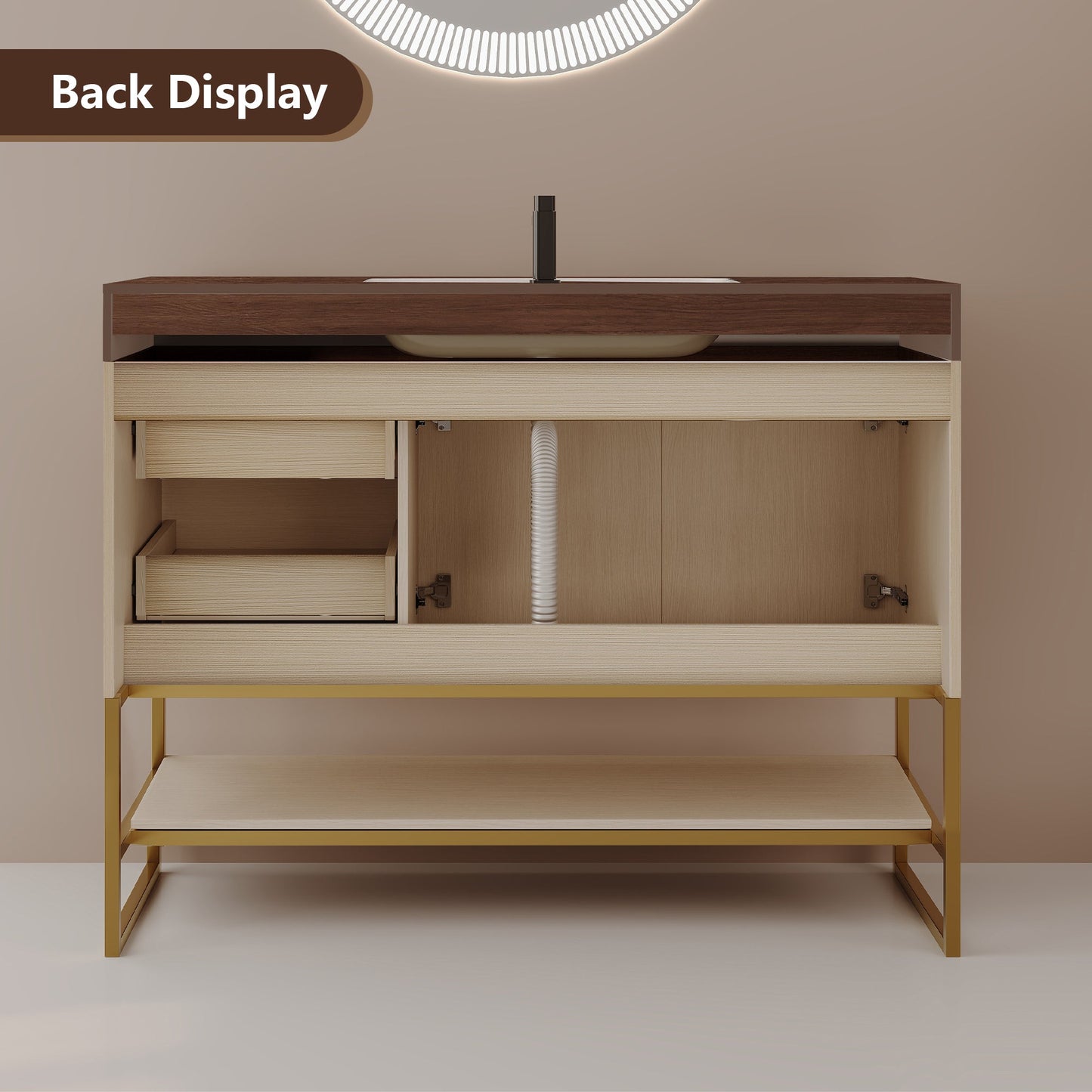 36' Modern Free-Standing Bathroom Vanity with Seamless Ceramic Sink & Sintere...