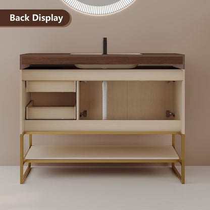 36' Modern Free-Standing Bathroom Vanity with Seamless Ceramic Sink & Sintere...