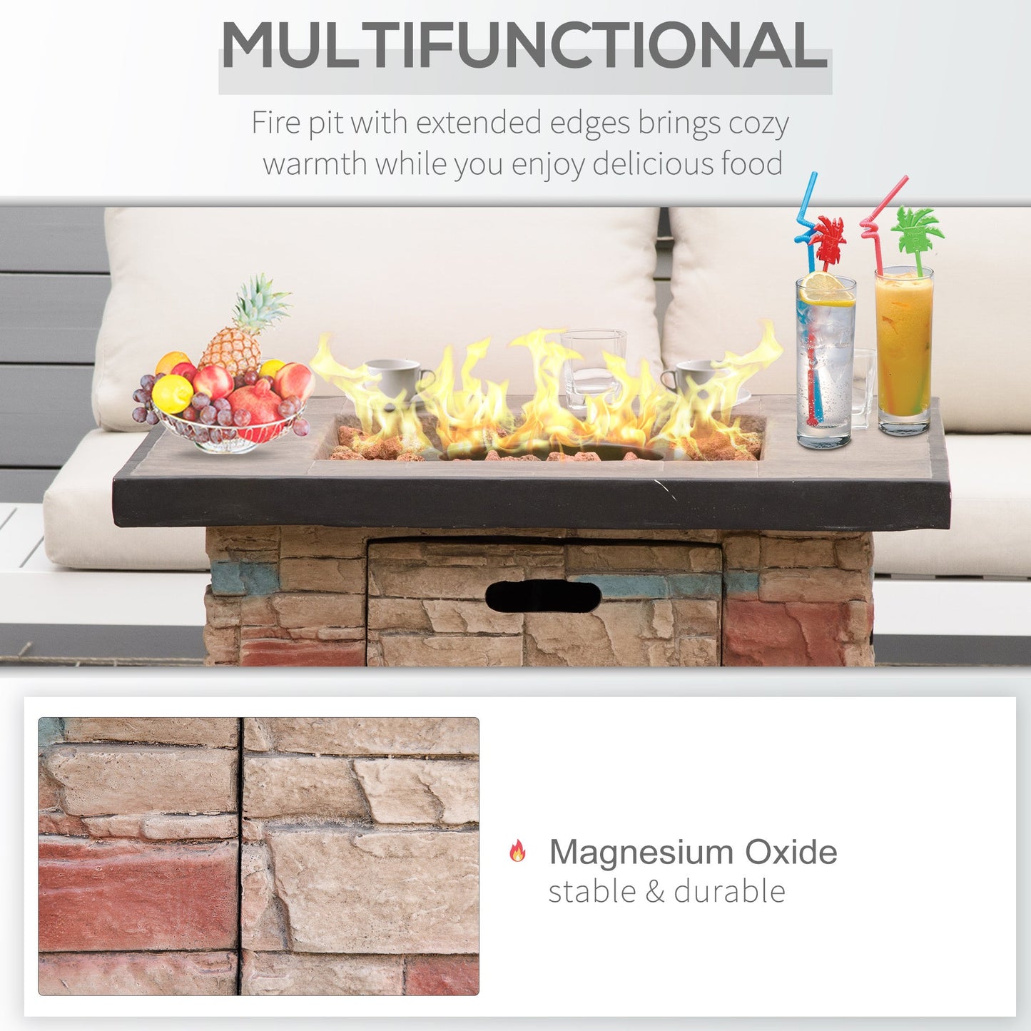 32 Inch Outdoor Propane Gas Fire Pit Table, 50,000 BTU Auto-Ignition Square