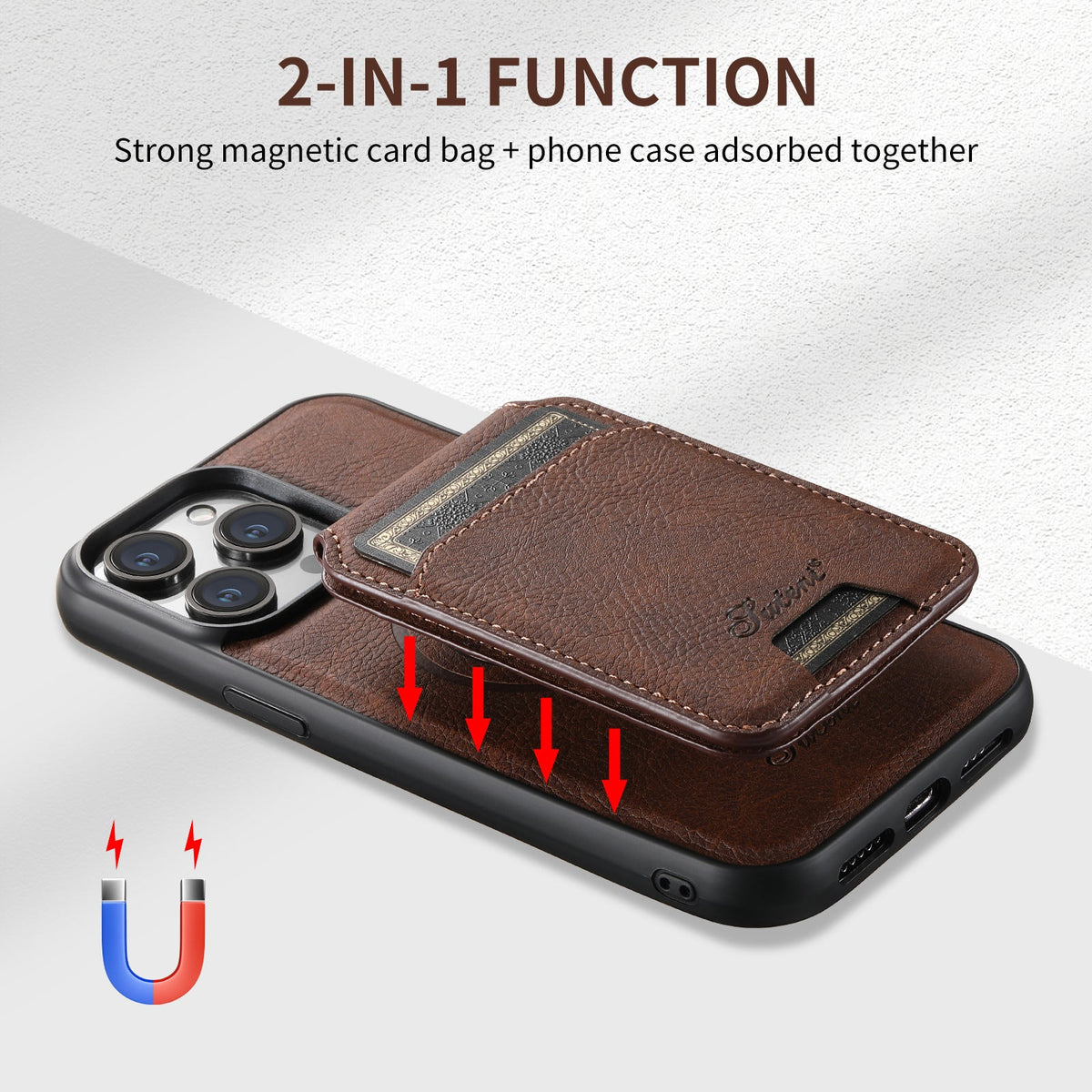 TPU Magnetic iPhone Case - Card Slot and Stand, iPhone 16-17