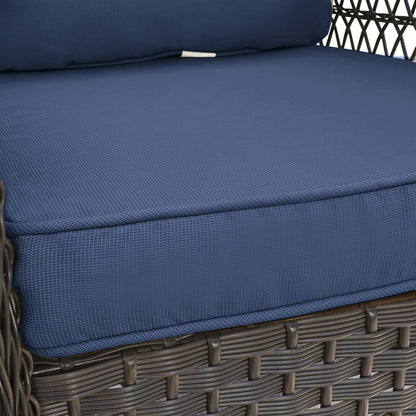 Outdoor Conversation Set Wicker Swivel Rocker Navy Glass Table 3 Piece