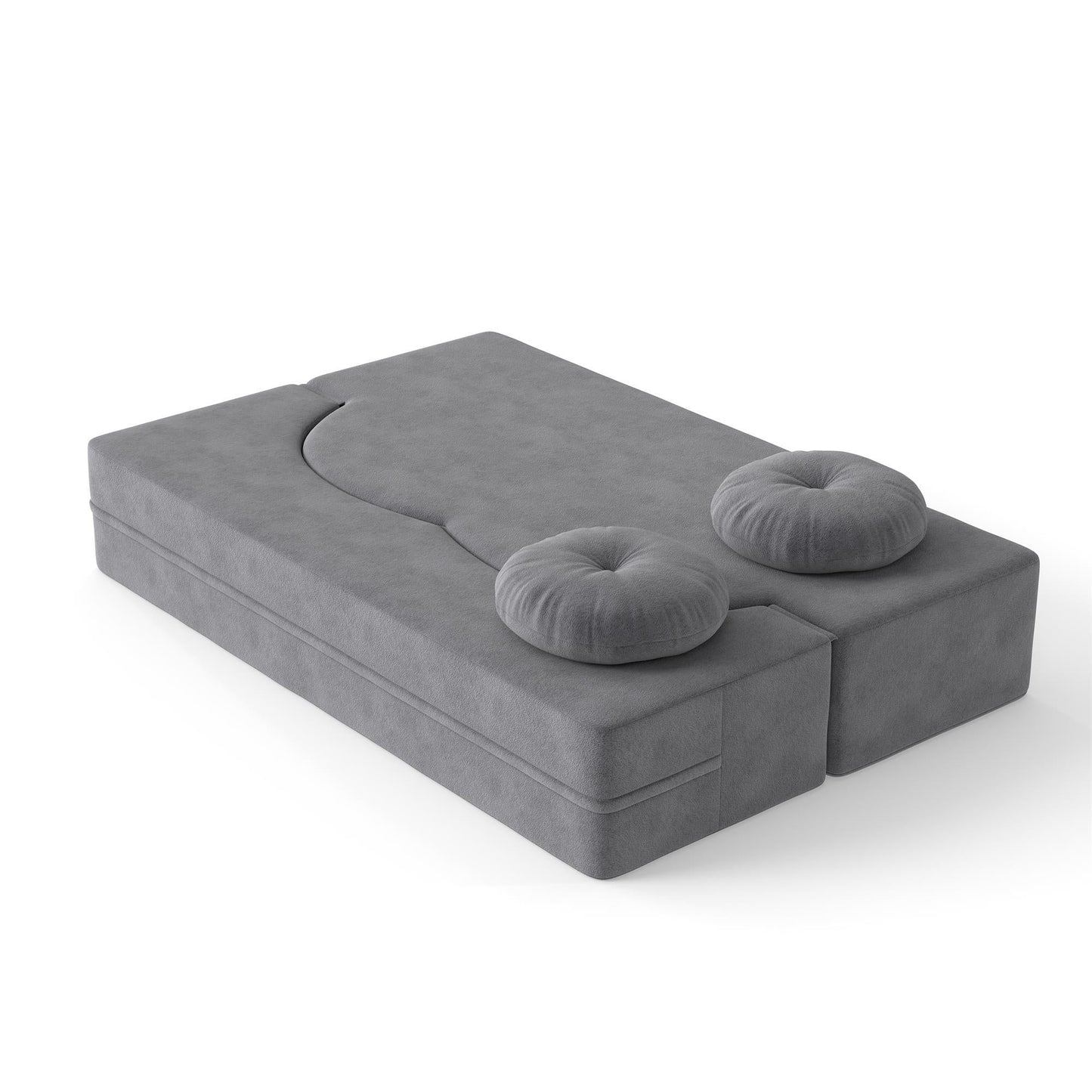 Floor Sofa Bed Corduroy Gray Convertible Sleeper Full Size 75.6 In
