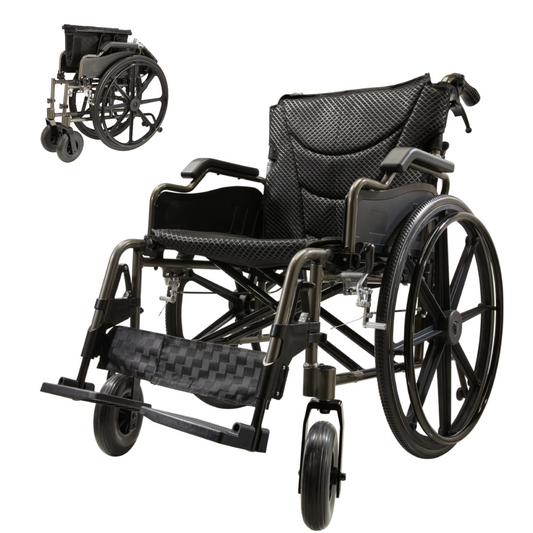 Wheelchair Manual Transport Folding Aluminum 18 In Seat 275 LB Dark Gray