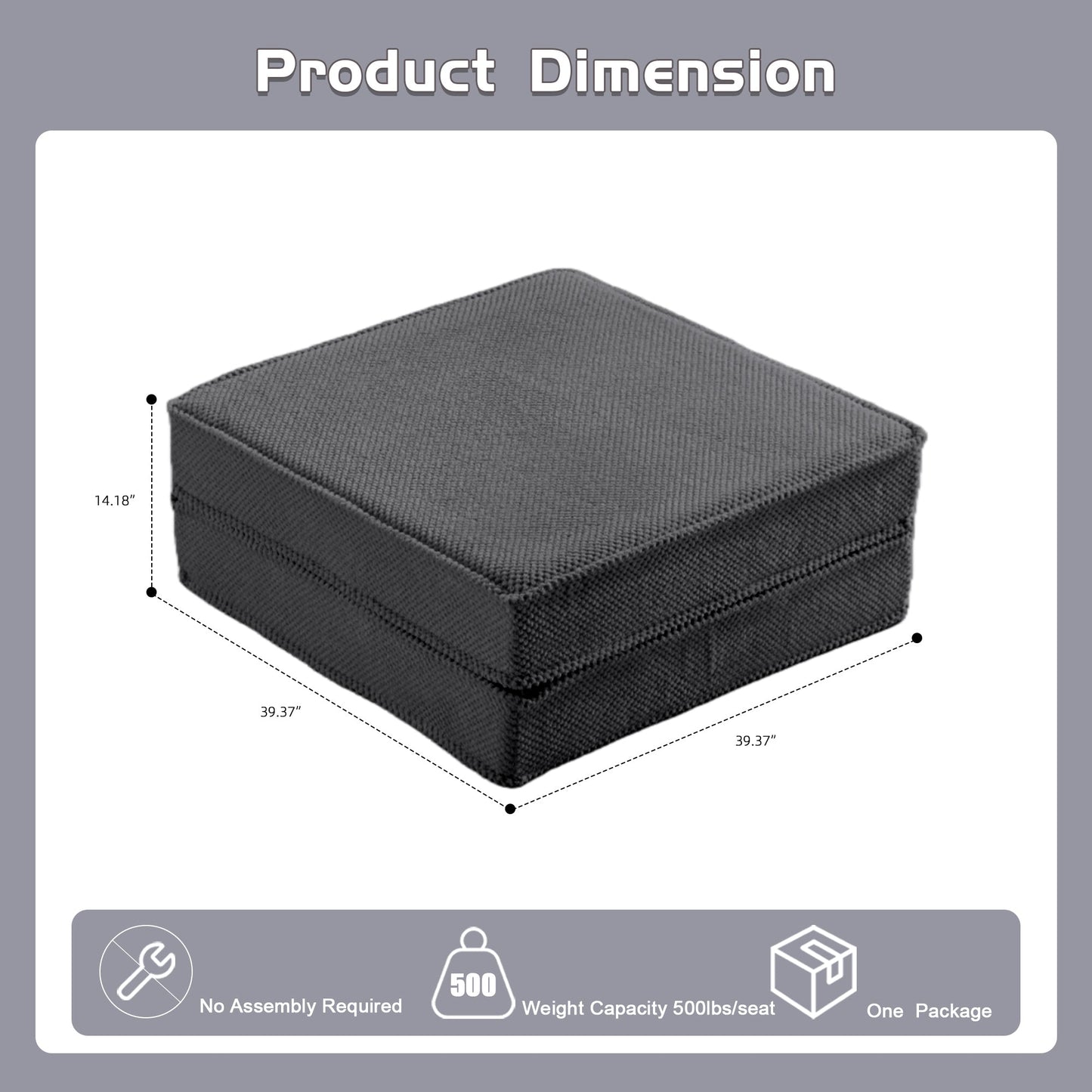 Floor Seat Modular Circle Fleece Dark Gray Ottoman 39 In