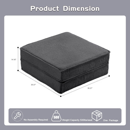 Floor Seat Modular Circle Fleece Dark Gray Ottoman 39 In