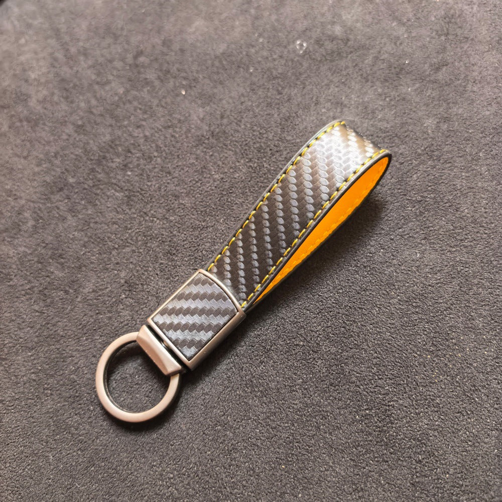 Carbon-fiber-pattern Car Keychain Pendant