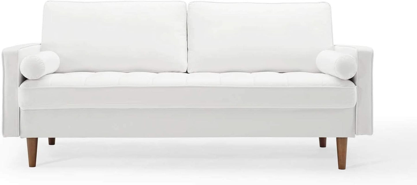 Valour Performance Velvet Sofa White Mid Century Modern