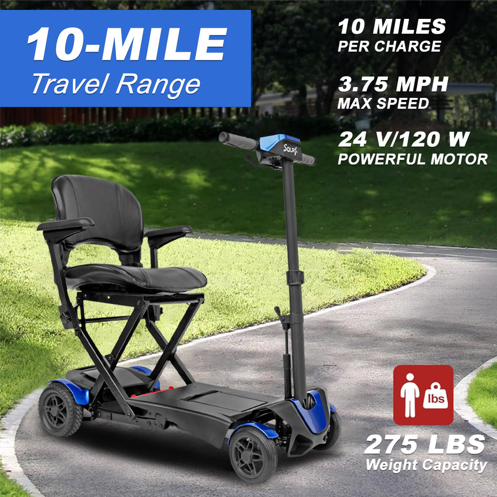 Mobility Scooter 4-Wheel Folding Blue 275 LB ABS Aluminum 37.8x24.4 In