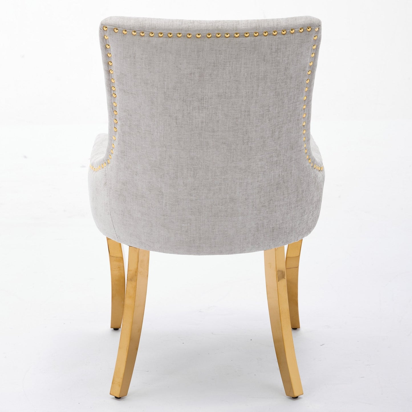 Chenille Dining Chairs, Modern Style with Curved Gold - Plated Legs & Rivet