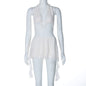Short Stitching Ribbon Halter Lace Hollow-out Deep V-neck Backless Hot Girl Dress