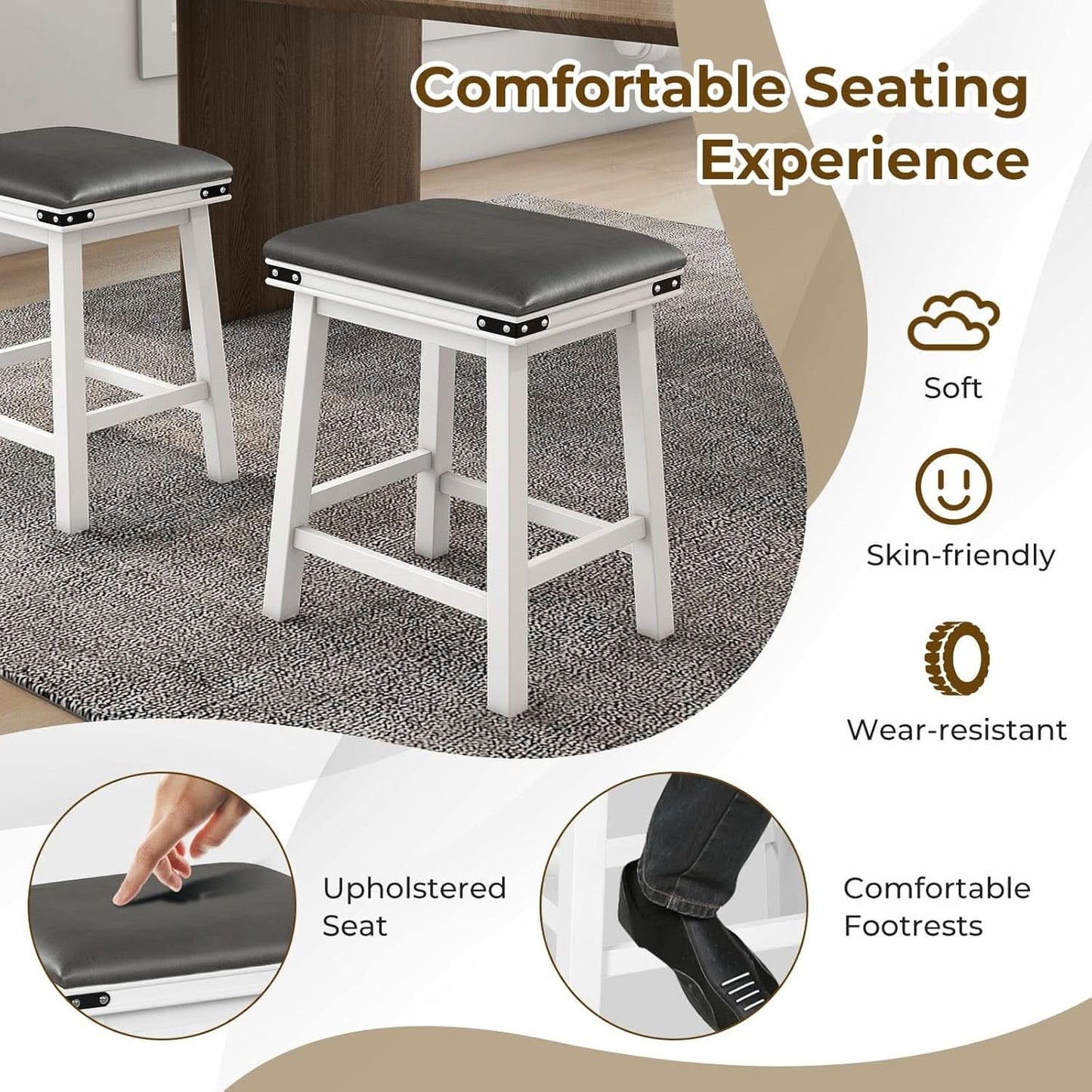 24 Inch Counter Height Bar Stools Set of Two