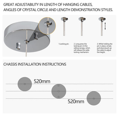 Chandelier Wave LED Crystal 36 In Modern Adjustable Color Temperature