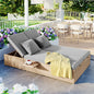 Outdoor Double Sunbed, Wicker Rattan Patio Reclining Chairs with Adjustable