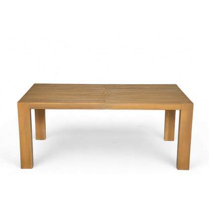 Outdoor Dining Set Acacia Wood Light Teak 7 Piece Rectangle Seats 6