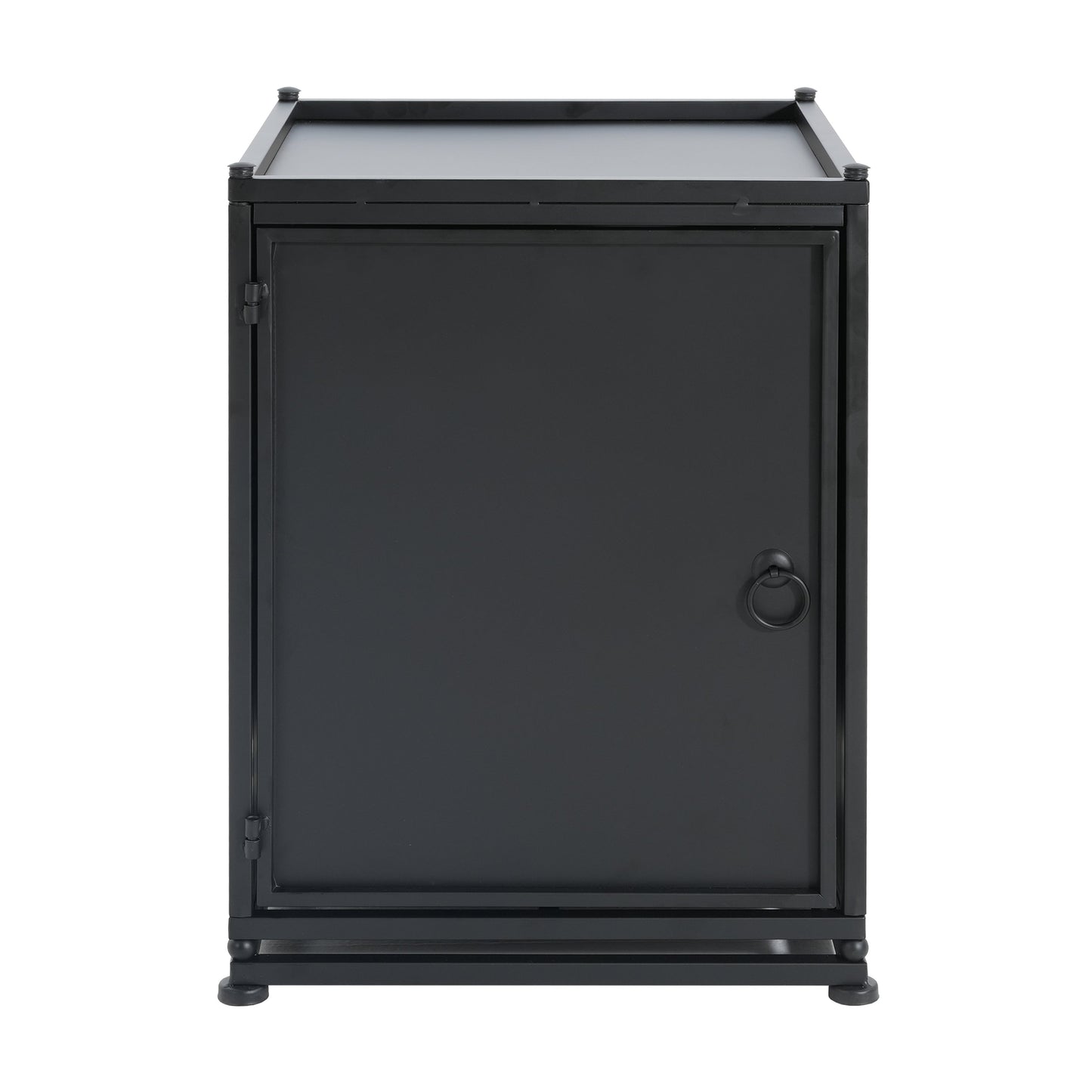 Outdoor Metal Tank Holder Side Table, Matte Black