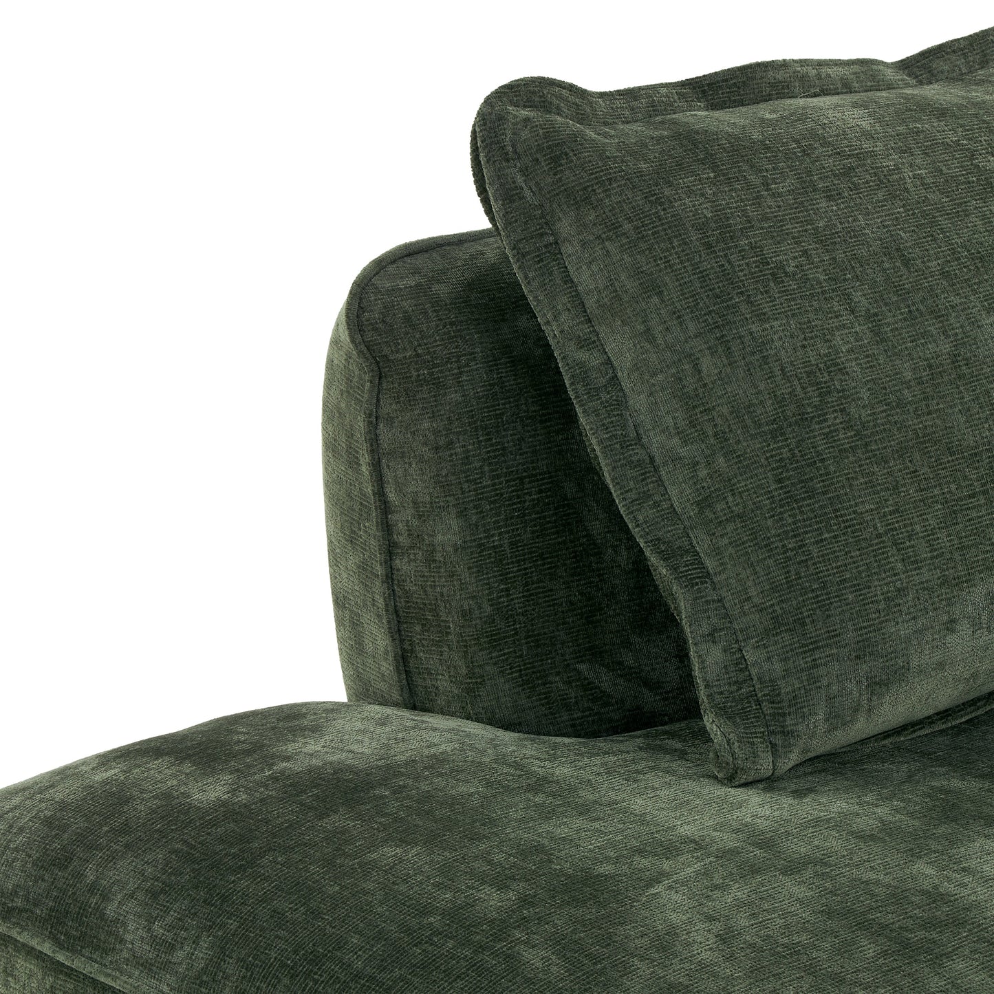 Sectional Sofa L-Shape Deep Seat Polyester Green 4 Seat 121 In