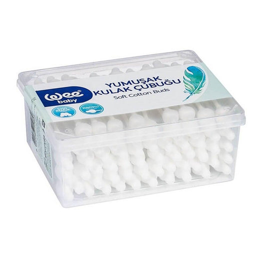 Wee Baby Soft Cotton Swabs for Babies - Gentle Ear Cleaning Buds, 60 Count - Safe for Sensitive Skin, Infant Hygiene Essentials