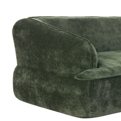 Sectional Sofa L-Shape Deep Seat Polyester Green 4 Seat 121 In