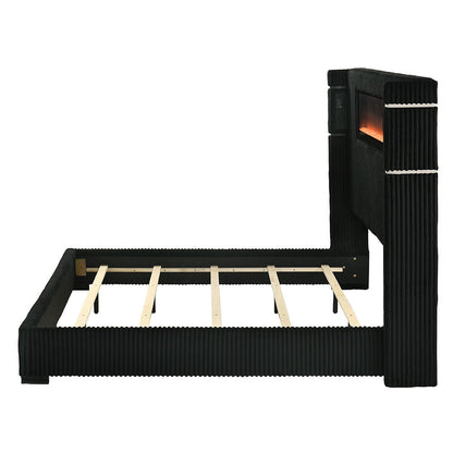 Garner - Bed With Fireplace, LED, Reading Light, Speaker, Bluetooth & USB