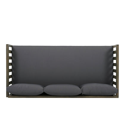 Outdoor Daybed Set Acacia Wood Gray 3 Seater Chaise