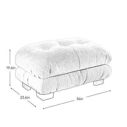 27 Inch Modular Chenille Ottoman Gray, 36.3x23.6x19.7
