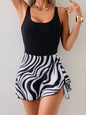 Printed Scoop Neck Wide Strap Two-Piece Swimwear