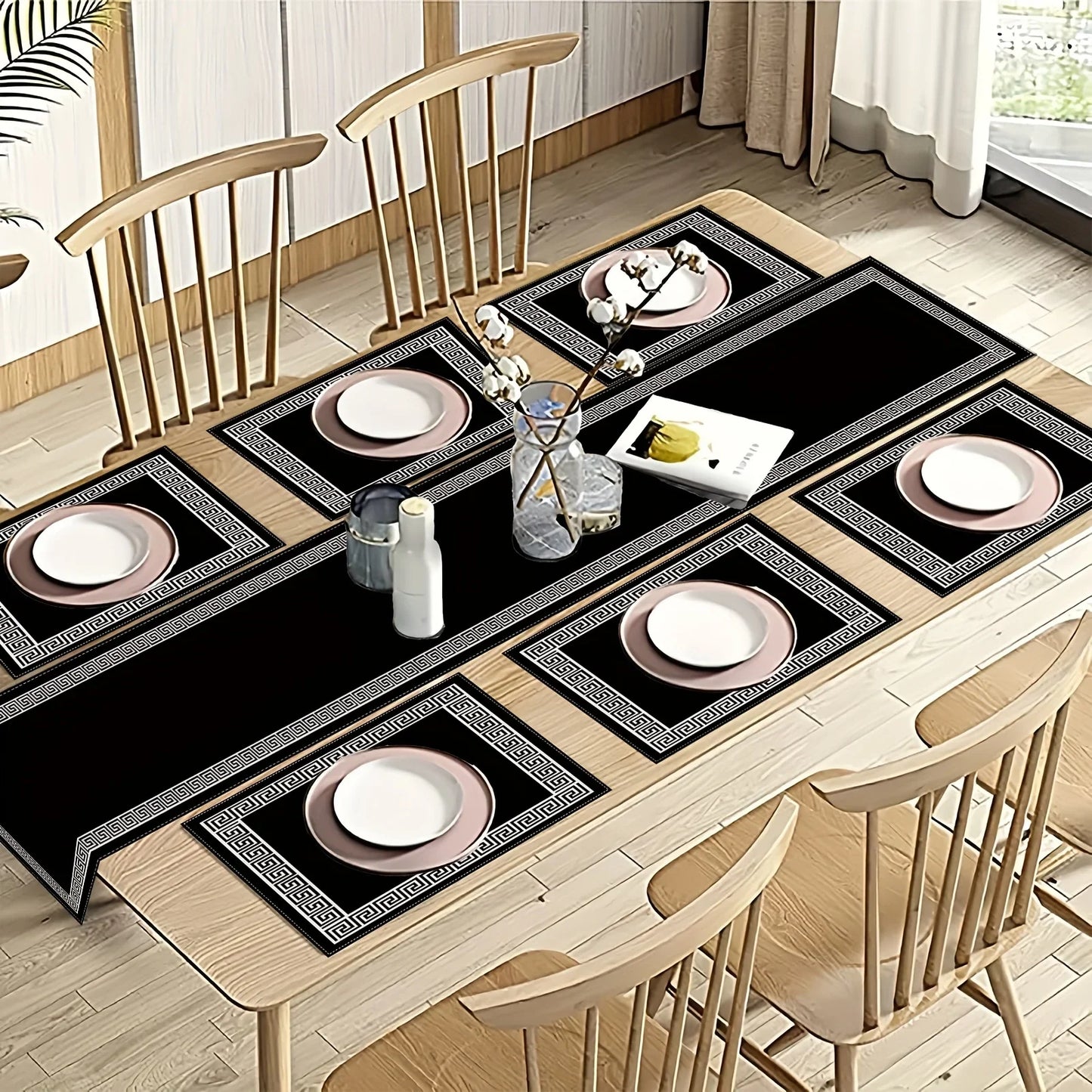VIKAMA 5/7PC Luxury Geometric Placemat Table Flag Set Restaurant Cafe Decoration High-end Banquet Arrangement