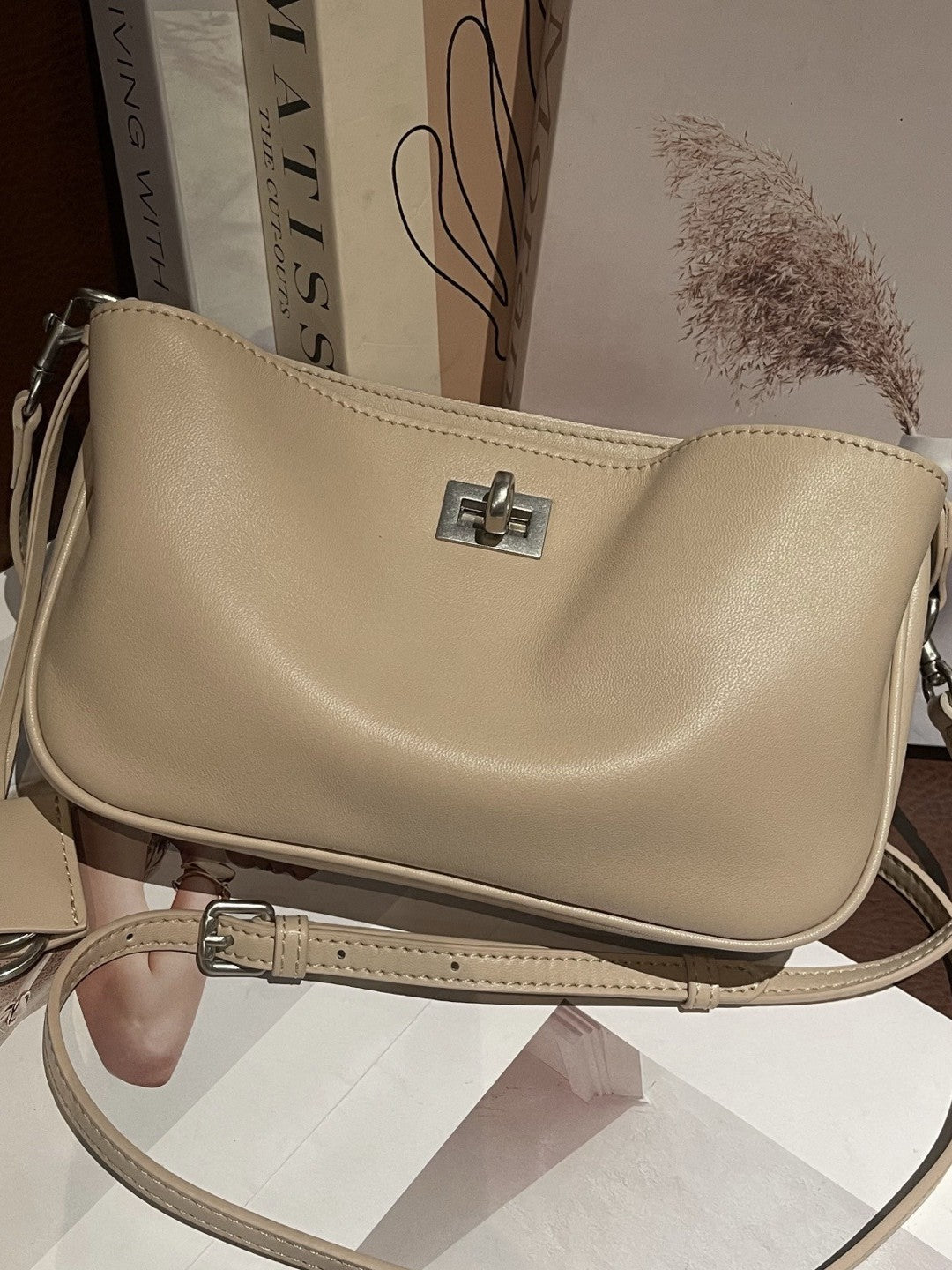 Top-grain Vegetable-tanned Cowhide Cross-border New Kelly Bag, Genuine Leather Underarm Bag, Classy Single-shoulder High-quality Mahjong Bag