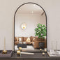 Wall Mirror Arched Aluminum Frame Black 24x36 In Shatterproof Film