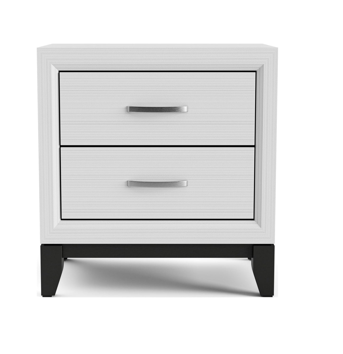 Two Tone Nightstand with 2 Drawers, Wooden Legs, White Finish, Bedroom