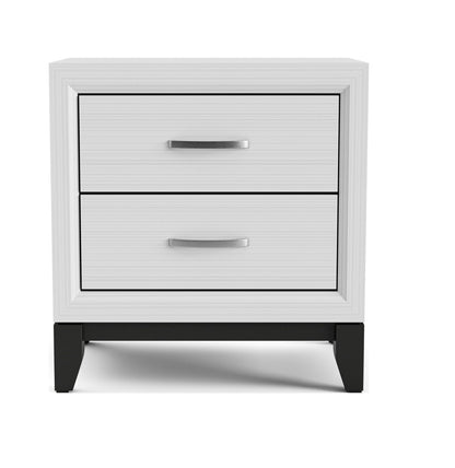 Two Tone Nightstand with 2 Drawers, Wooden Legs, White Finish, Bedroom