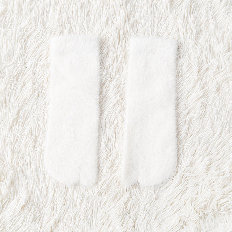 Women's Fleece-lined Thermal Winter Toe Socks Mid-calf Thick Warm