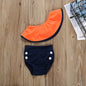Girls Summer Split Slanted Shoulder Ruffled Candy Color Swimsuit