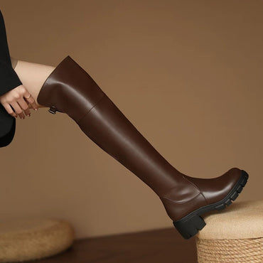 New Autumn Winter Chunky-heeled Thigh-high Boots With Thick Heels
