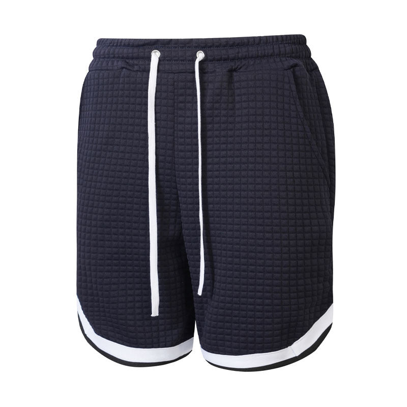 Mens Sporty Plaid-Panel Short Shorts