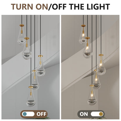 Chandelier 5-Light Cluster Pendant Brass High Ceiling Adjustable E12