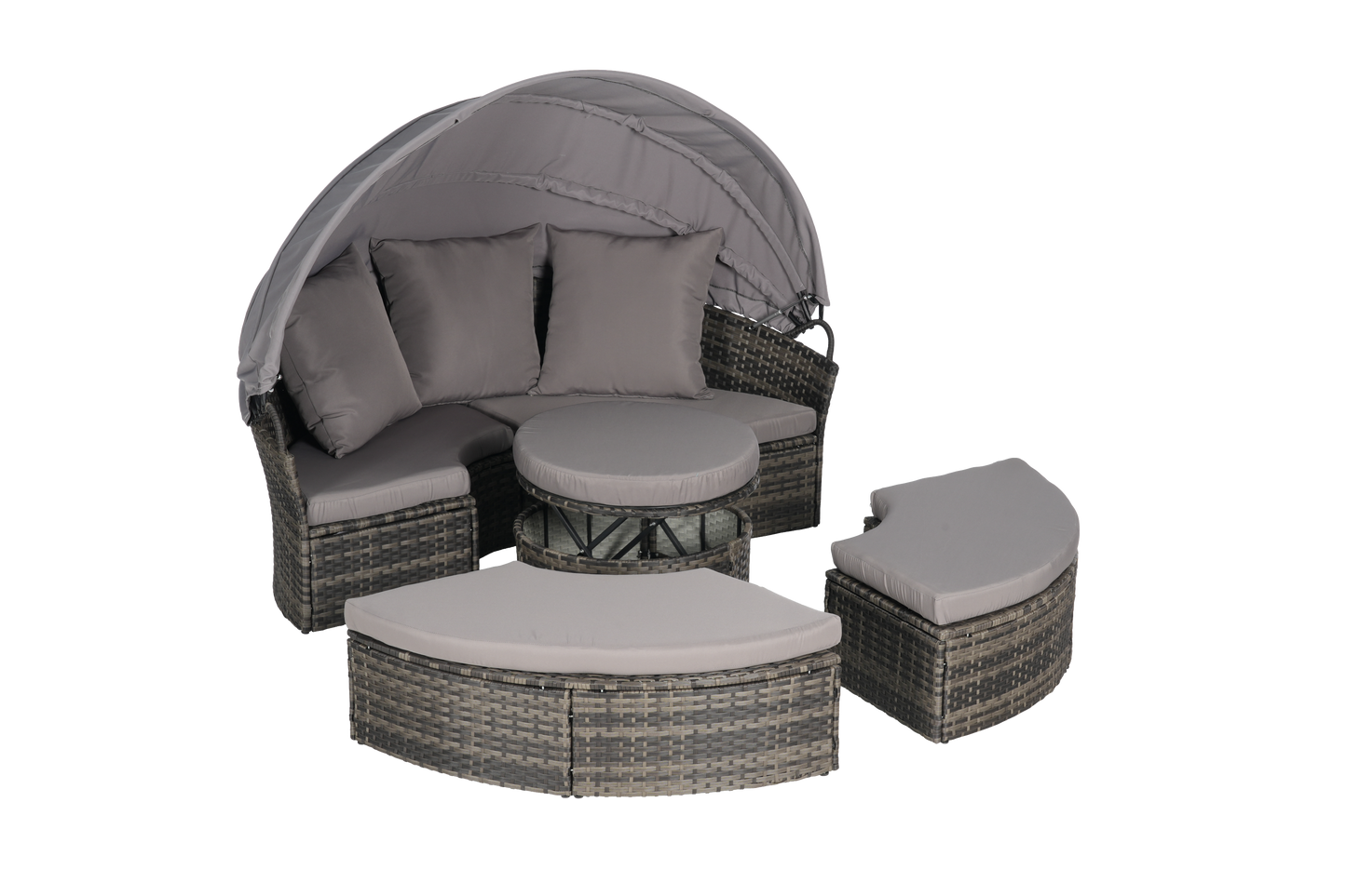 Chaise Lounge PE Rattan Canopy 380lb Capacity