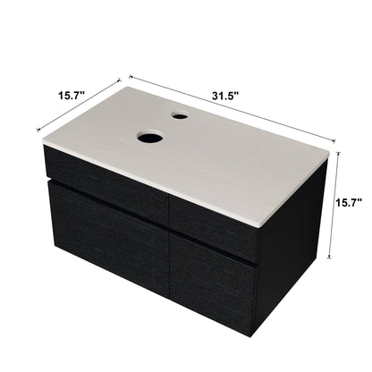 31.5' Modern Wall-Mounted Single Sink Bathroom Vanity Base Only Painted Floating