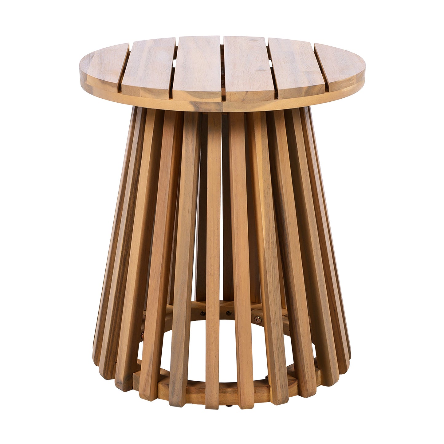 Outdoor Round Acacia Wood Side Table 15.75" Dia
