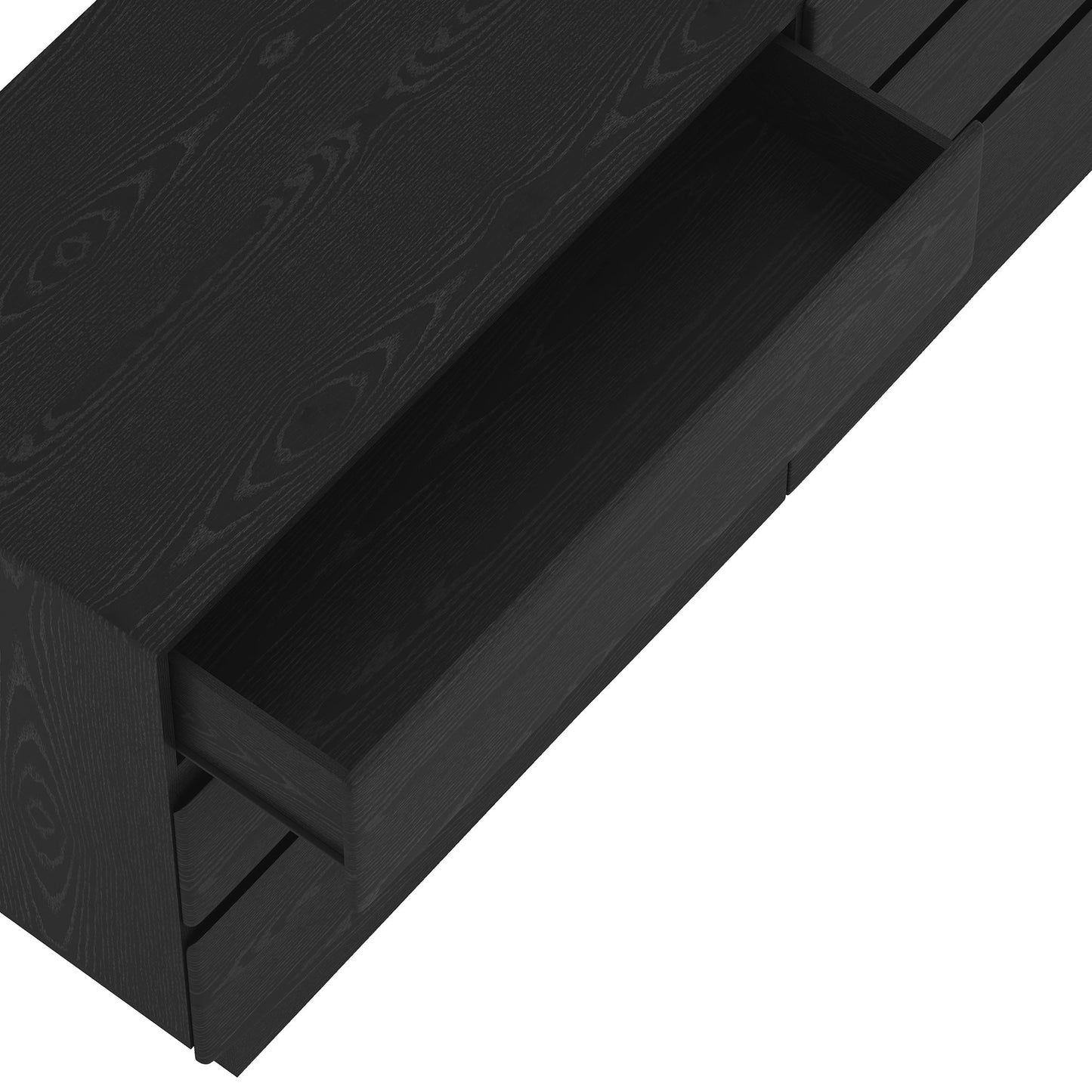 Dresser Minimalist 6-Drawer Black MDF Handleless 72x20x33.1 In