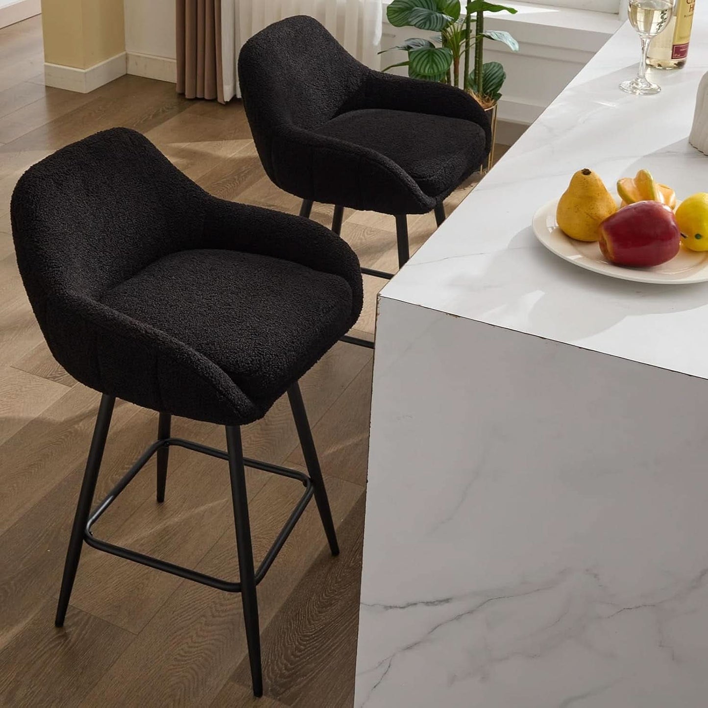 Modern Swivel Bar Stools Set of Two Comfortable Design