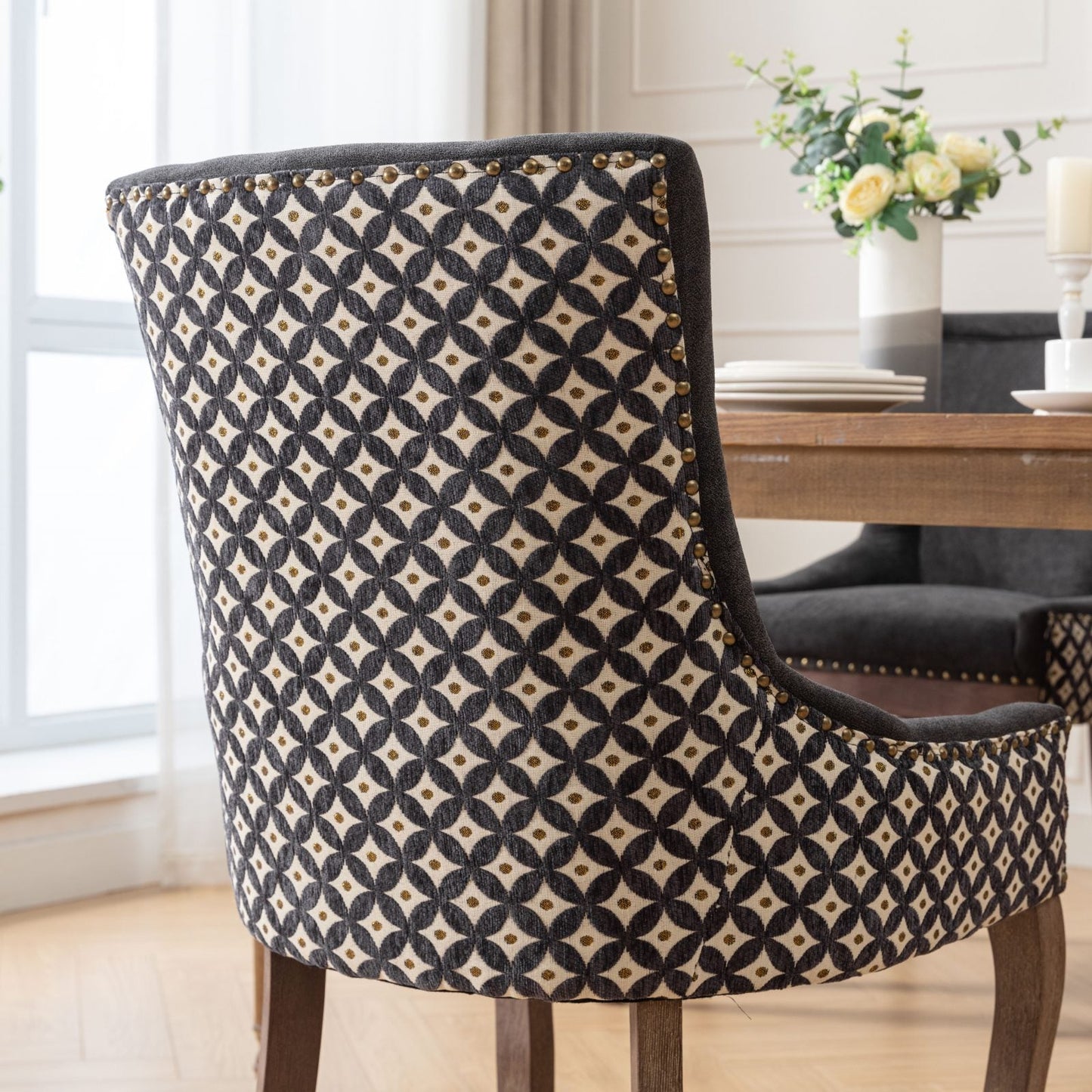 Ultra Side Dining Chair, Thickened fabric chairs with neutrally toned solid