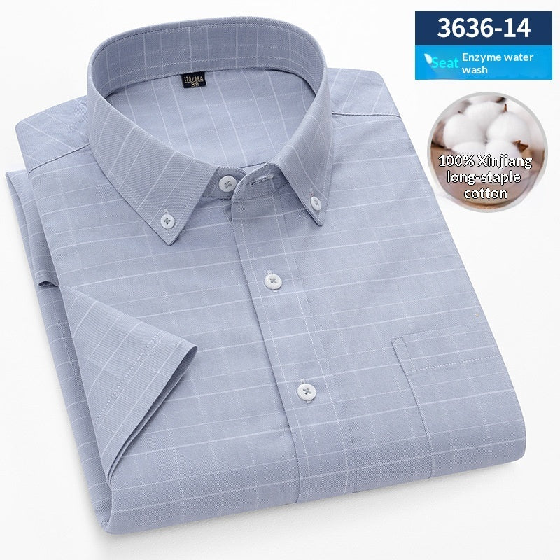 Mens Short-Sleeve Pure Cotton Oxford Shirt