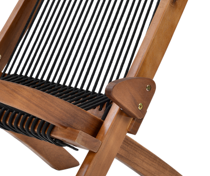 Accent Chair Folding Solid Wood Natural Rope Seat Indoor Outdoor Foldable
