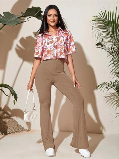 Full Size High-Waist Flare Active Pants Plus Size